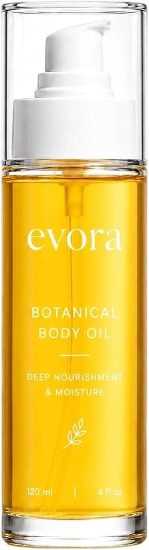 Evora Botanical Body Oil, Evora Body Oil with Wakame Algae, Passionflower Seed Oils & Brazil Nut, Fast Absorbing Moisturizing Non-Greasy Lightweight Firming Massage Oil for Smoother 4 fl oz
