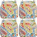 LVTXIII Indoor/Outdoor Chair Cushions Seat Cushions with Ties, Patio Chair Pads D16xW17 Inch for Patio Furniture Garden Home Office Decoration 4 Pack,Paisley Multi