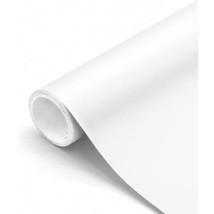 seonta Thick White Contact Paper Matte White Wallpaper 16"x198" Waterpoof Peel and Stick Wallpaper Decorative Self Adhesive Decorative Vinyl Film Wrap Contact Paper for Walls Furniture Countertop