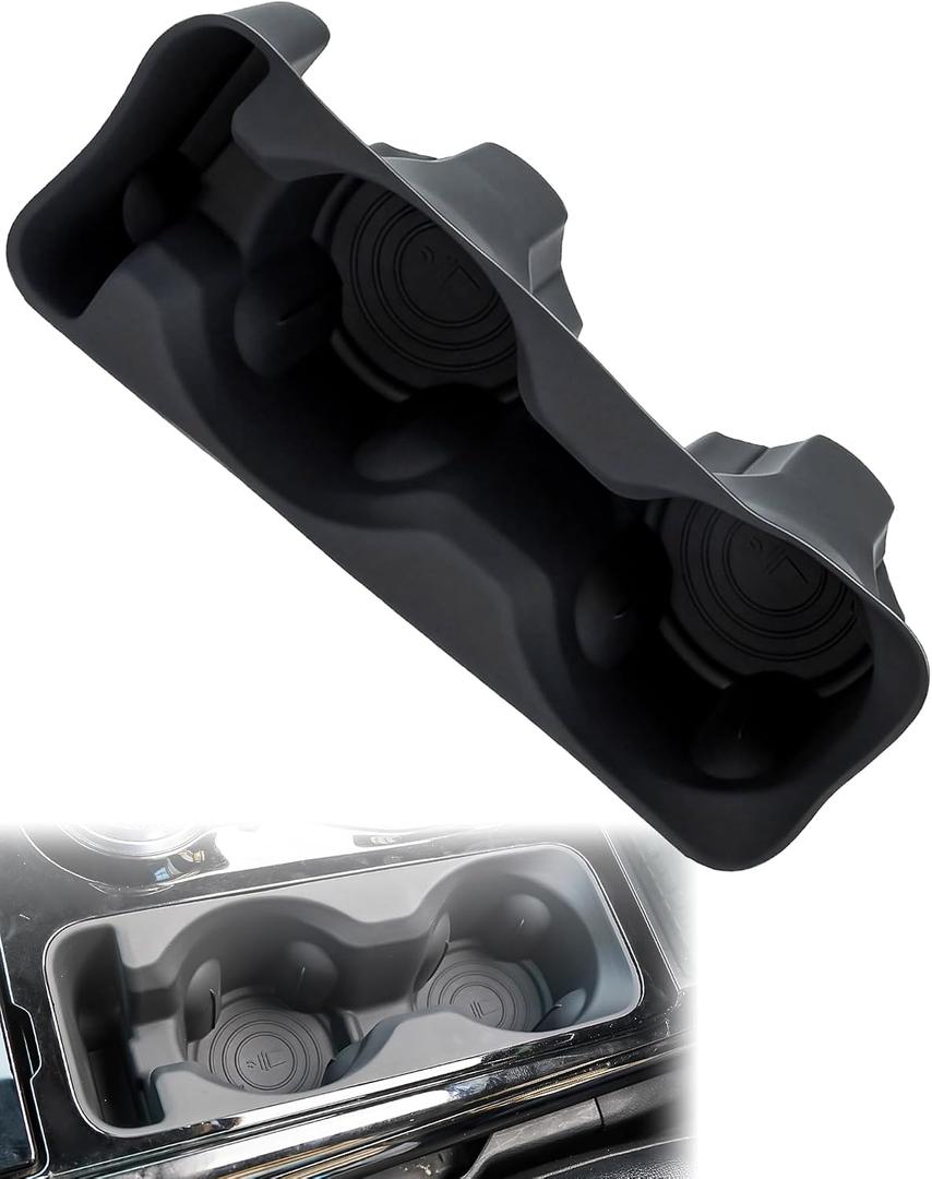 Silicone Cup Holder Insert Fit for Ford Explorer 2020 2021 2022 2023 2024, Anti-Slip Center Console Cup Holder Liner, Removable & Waterproof Accessories, Black