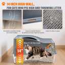 Top Entry Cat Litter Box with Lid, Stainless Steel Enclosed Cat Kitty Litterbox, Top Loading Large Metal High Side Litter Pan Tray Box Enclosure Easy Cleaning Anti-Leakage