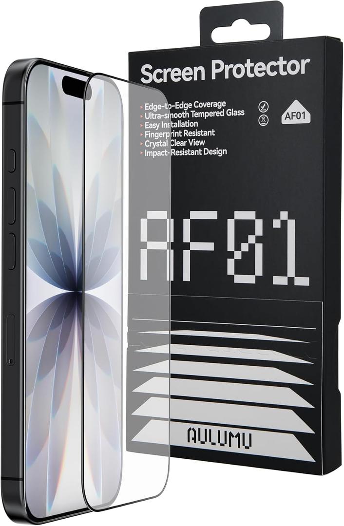 Aulumu AF01 iPhone 17 Pro Max Screen Protector | Eco-Bubble-and-Dust-Free Box | Scratch & Smudge Resistant | HD Tempered Glass | Military Grade Shatterproof & Ultra Durable | Easy Installation