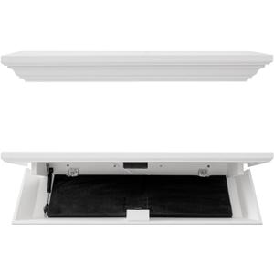 Wall Mounted Floating Shelf with Hidden Gun Storage Compartment, White