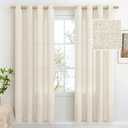 BGment Natural Faux Linen Curtains 72 Inch Long for Living Room - Burlap Textured Light Filtering Window Treatments Grommet Sheer Drapes for Farmhouse, 2 Panels, 52 X 72 Inch