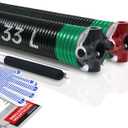 Pair of 2" Garage Door Torsion Springs Set with Non-Slip Winding Bars & Gloves, High Quality Precision Electrophoresis Black Coated, for Replacement & Installation, MIN 16,000 Cycles (0.243x2''x33'')