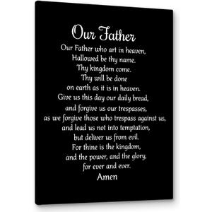 PHAMTE Our Father Prayer Wall Decor,Christian The Lords Prayer Wall Art Decor,Inspirational Bible Verse Scripture Print Framed Canvas Painting Christian Prayer Room Office Church Decor(16x24)(black)