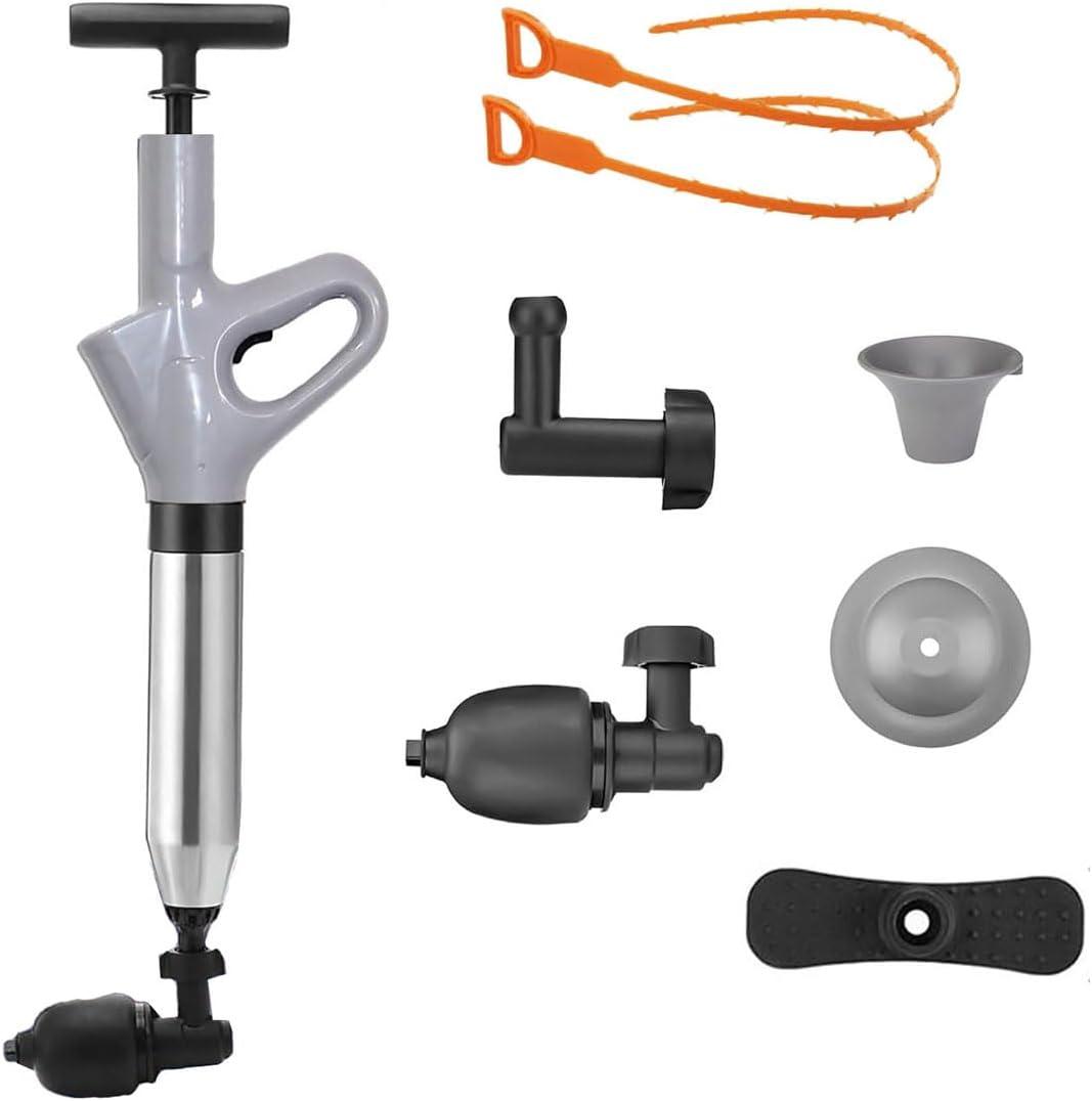 Toilet Plunger, Drain Clog Remover, High-Pressure Air Drain Blaster with Real-Time Barometer Powerful Drain Snake Sink Heavy Duty Plunger Plumbing Tools, Plungers for Sink, Bathroom, Kitchen Clogged