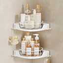 Corner Shower Caddy360 Lazy Susan Rotating Corner Shower Shelf2Pack Shower Organizer with Hooks for Bathroom Storage, No Drilling Wall Mounted Shower Storage,Kitchen Corner Organizer Storage