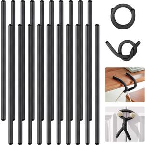 20 Pcs 17 Inch EVA Foam Twist Rubber Ties Reusable Bendable Cable Tie Straps Flexible Heavy Duty Twisty Ties for Organizing Cords Bundling (Black)