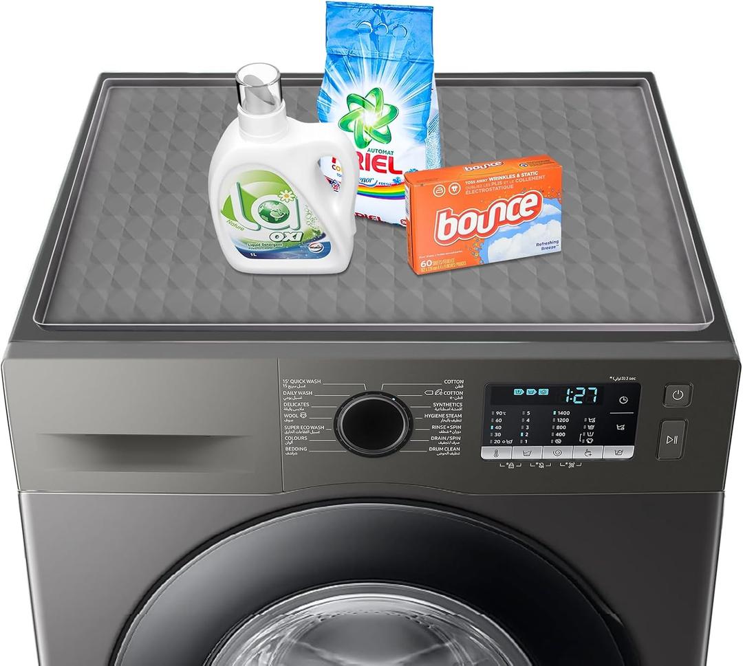 Garolue Washer and Dryer Top Protector Mat,23.6 x 19.7" Silicone Rubber Mat for Laudry Machine & Dryer,Non Slip Heavy Duty Waterproof Washable Top Cover Pad for Home Kitchen Laundry Room (Grey-1pc)
