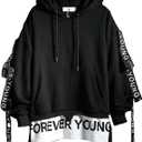 DUDHUH Mens Hoodie Fashion Pullover Letter Print Tracksuit Techwear Casual Coat Hip-Hop Sweatshirt XL 