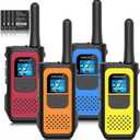 Walkie Talkies, NXGKET 4 Pack Long Range Two-Way Radios NOAA Weather Alert with Rechargeable Li-ion Battery USB-C Cable for Adults Camping Hiking