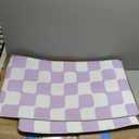 Modern Purple Retro Curvy Checkered Grid Checkerboard Kitchen Rug Sets [2 PCs], Anti-Fatigue, Waterproof Non-Slip Kitchen Mats Heavy Duty Comfort Foam Rug for Floor, Home, Laundry,17"x29"+17"x47"