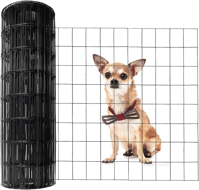 Welded Wire Fence Black PVC Coated Wire Mesh 48 Inch x 50 Ft, 2" X 3" 16GA Coated Hardware Cloth, Chicken Wire Fencing, Metal Garden Fencing(2" X 3" 16GA, 48 Inch x 50 Ft)
