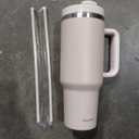 40 oz Tumbler with Handle and Straw, 2 Lids (2 in 1 & LeakProof Lid) - Vacuum Insulated Stainless Steel Double Wall Water Bottle Travel Coffee Mug - Holiday Gifts for Women Men 