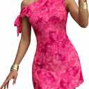 Acelitt Womens Summer Floral Off Shoulder Dress, L