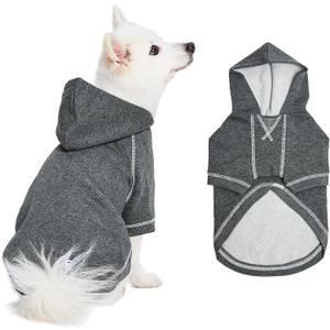 Blueberry Pet Essentials Soft & Comfy Better Basic Cotton Blend Dog Hoodie Sweatshirt in Charcoal Grey, Back Length 16", Pack of 1 Jacket for Dogs