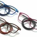 Magnetic Blue Light Blocking Reading Glasses for Presbyopia, Blue Light Filter, and Interchangeable Adjustable Straps (Rosy)