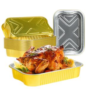 60 Pack 9x13 Aluminum Foil Pans Half Size Extra Heavy Duty, Gold Aluminum Foil Baking Pan Double Thick Tin Foil Food Container for Baking, Roasting, Cooking, Heating or Steam Table (13"9"2.4" (60 Pack - w/ No Lids))