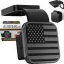 2 Hitch Cover, CAR-WASH-Safe Flag Hitch Cover, Metal Plate American Flag Trailer Hitch Receiver Cover, Heavy-Duty Anti-Rattle Hitch Plug (Black)