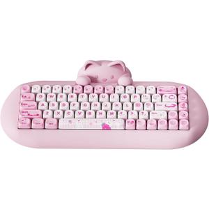 YUNZII C68 Wireless Mechanical Keyboard,65% Layout,Hot Swap,Triple Mode BT5.0/2.4G/Wired, RGB Backlit NKRO,Cute Cat Silicone Ergonomic Design for Win/Mac (Pink, Milk Switch)
