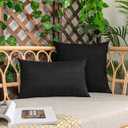 Kevin Textile Pack of 2 Decorative Outdoor Waterproof Throw Pillow Covers Checkered Pillowcases Classic Cushion Cases for Patio Couch Bench 16 x 16 Inch Black