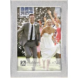 Malden International Designs 5x7 Silver Glitter Metal Picture Frame