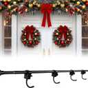 Moxweyeni Front Door Garland Hanger, Adjustable Width 31.5"-94.5", Stainless Steel Christmas Decoration Holder Garland Hanger for Door Frame Doorway Wreath Lights Outdoor, No Screws or Nails