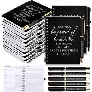 Tellingyou 60 Pcs/ 30 Set Employee Appreciation Gifts 2026-2027 Weekly Planners Journals A6 to Do List Bulk Notepads and Pens Thank You Gifts for Coworkers Teacher Staff Social Worker (Black)