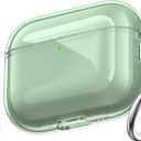 for AirPods Pro 3 Clear Case 2025, Military-Grade Shockproof, Soft TPU Highly Transparent Anti-Yellowing for AirPods Pro 3 Case with Cleaning Kit & Cute Round Buckle, Clear Green