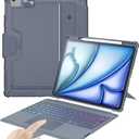 Nillkin Keyboard Case for iPad Air 13-inch (M3 2025/M2 2024), iPad Pro 12.9-inch (6th/5th/4th/3rd Gen) Rugged Case with Detachable Keyboard, Magic Trackpad, 7-Color Backlit, Portrait/Landscape, Gray
