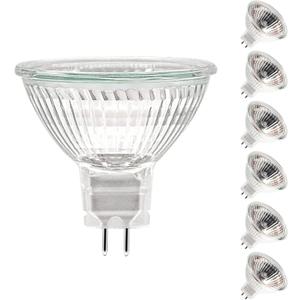 MR16 Halogen Bulb 20W 12V, Durable 6 Packs High Output Halogen Light Bulbs 2 pin GU5.3 Base for Landscape Lights, Track Lights, Fiber Optics, Desk Lamps, Dimmable, 2700K Warm White