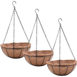 EIMQUVW Hanging Planters Basket Set of 3 Hanging Flower Pots 10 Inch Chain Round Wire Plant Holder with Coco Coir Liner Garden Watering Hanging Baskets for Patio Garden Outdoor1