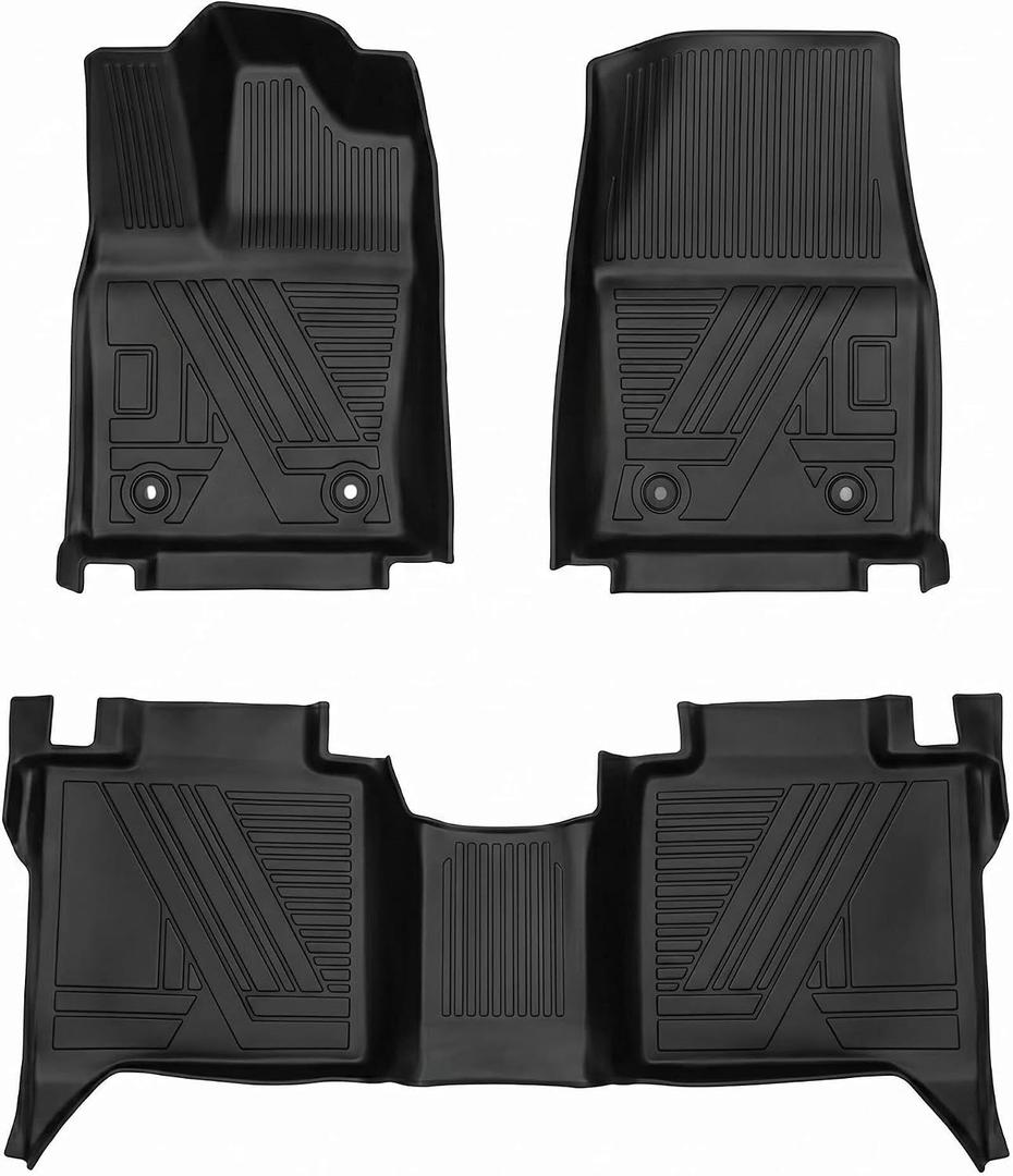 YQ Floor Mats for 2022-2026 Toyota Tundra All Weather TPE Custom Fit 2 Row | CrewMax Cab ONLY, Fits 3rd Gen, SR SR5 TRD Pro Platinum, 3D Laser Scan Custom Fit, Waterproof Non-Slip Truck Liners