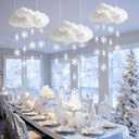 Wettarn 18 Pcs Winter Cloud Decorations 3D Large Cloud Hanging Decorations with Winter Snowflake DIY Wonderland Decorative Hanging Ornament for Wedding Ceiling Party Room Decor