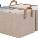 StorageWorks Storage Bins, Fabric Storage Bins for Shelves, Storage Baskets with Metal Frame, Closet Baskets and Bins with Handles, Brown and Beige, 2-Pack (14 " L x 10 " W x 8 " H)
