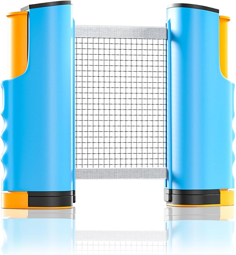 Retractable Table Tennis Net - Portable & Adjustable Ping Pong Net for Indoor/Outdoor Play, Fits Tables Up to 72" Wide, Easy Setup, Durable Mesh Material - Blue