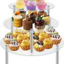 3 Packs Acrylic Cake Stand, Round Food Display Stand Clear Cupcake Holder for Dessert Table Cakes Pastries for Birthday Party Wedding Event