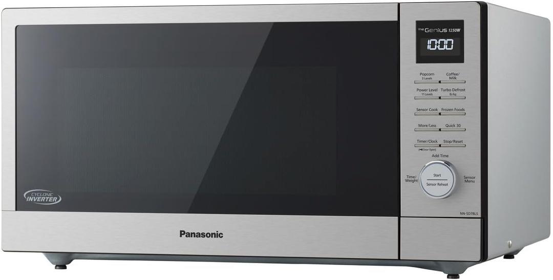 Panasonic NN-SD78LS 1.6 cu.ft Cyclonic Inverter Countertop Microwave Oven 1250Watt Power with Genius Sensor Cooking, cft, 19.44"D x 21.88"W x 11.94"H,Stainless Steel