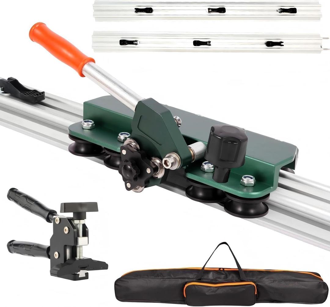 71" Manual Tile Cutter, Large Format Ceramic Tile Cutting Tool with Built-in Suction Cups & Tile Clamp, 3-Head Scoring Wheel System, for Up to 0.47-Inch Thick Tiles