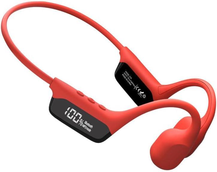 IPX8 Waterproof Swimming Headphones Bone Conduction Earbuds Built in 32G Memory Open Ear Headphones Wireless Bluetooth 5.4 with Mic,Single Battery Life 10H Sport Earphones for Running,Cycling,Orange