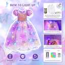 Light Up Princess Dresses for Girls Toddler Halloween Birthday Party Girls Costume with Accessories (Purple)