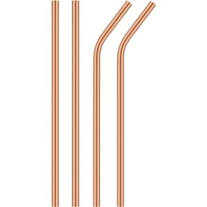 Copper Drinking Straws Gift Set 100% Pure Copper, Handcrafted & Food-Safe | Includes 2 Bent + 2 Straight Straws (8.5-Inch) Perfect for Gifting