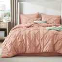 Bedsure King Size Comforter Set Dusty Pink - Bed in a Bag Bedding Set 7 Pieces, GentleSoft Pintuck Bed Set Gift for Family, Pinch Pleat Dusty Pink Comforter with Sheets, Pillowcases & Shams