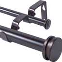 1" Double Curtain Rod 84 to 120 Inchs,BHSRODS Heavy Duty Decorative Drapery Rod for Windows with Small Cap Finial,Brown Gold