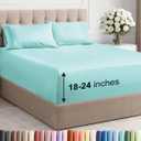 Extra Deep Queen Sheet Set - 4 Piece Breathable & Cooling Bed Sheets - Easily Fits 18 to 24 inch Mattress - Ultra Soft, Wrinkle & Fade Free with Extra Deep Pockets - Hotel Luxury Bedding - Spa Blue