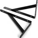 Hiceeden 12 Pack Heavy Duty Shelf Brackets, 8 in x 5 in Wall Mount Steel L Shelf Bracket, Angle Brackets for Floating Shelves, Black Metal Powder-Coated