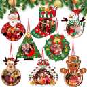 Yalikop 16 Pcs Christmas Photo Frame Ornaments Wooden Nutcrackers Santa Snowman Snowflake Picture Frame Tree Decoration DIY Photo Keepsakes for Xmas Party Decorations Winter Holiday Gift (Classic)
