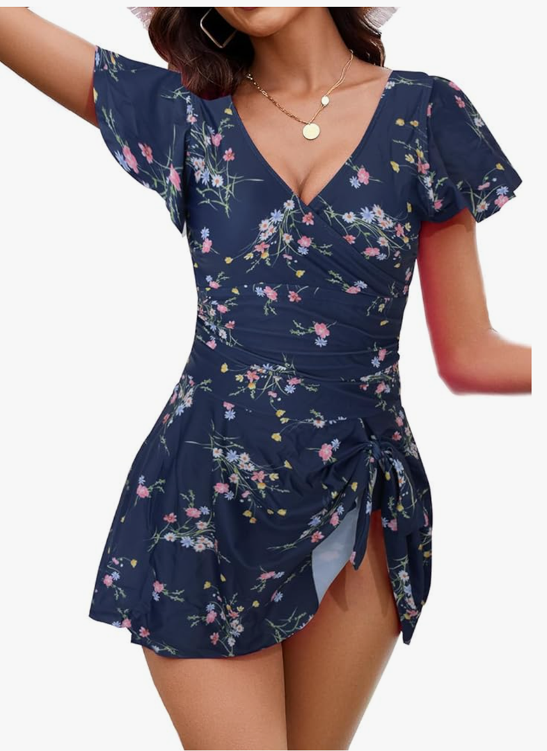 Women's One Piece Swimdress Swimsuits for Women Tummy Control Swim Dresses L
