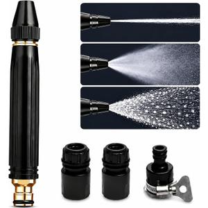High Pressure Hose Nozzle & Water Gun, Heavy Duty Metal Garden Hose Nozzle with Adjustable Spray, Pressure Washer Hose Attachment for Car Washing, Patio Cleaning & Plant Watering